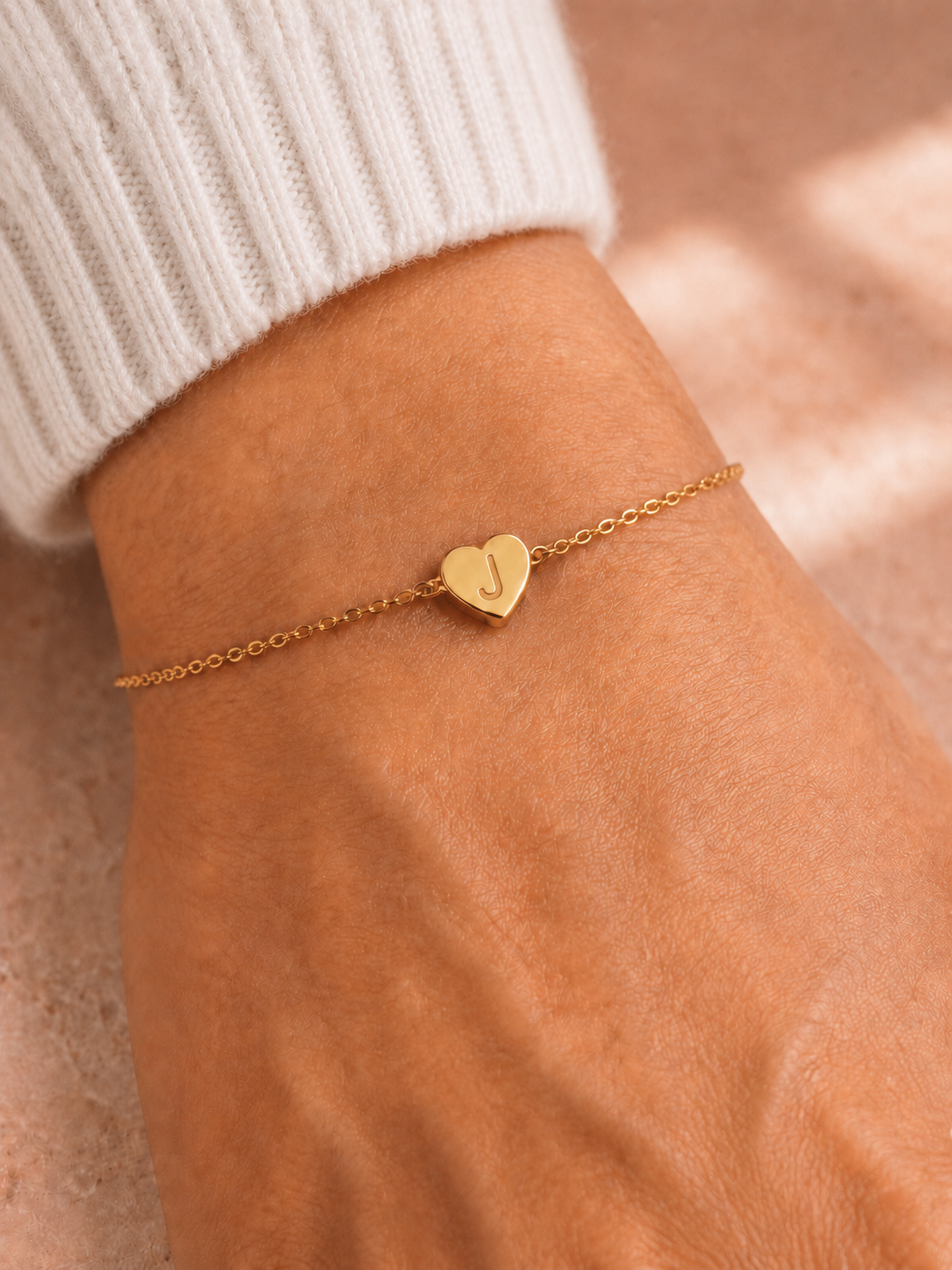 Matching Initial Heart Bracelet