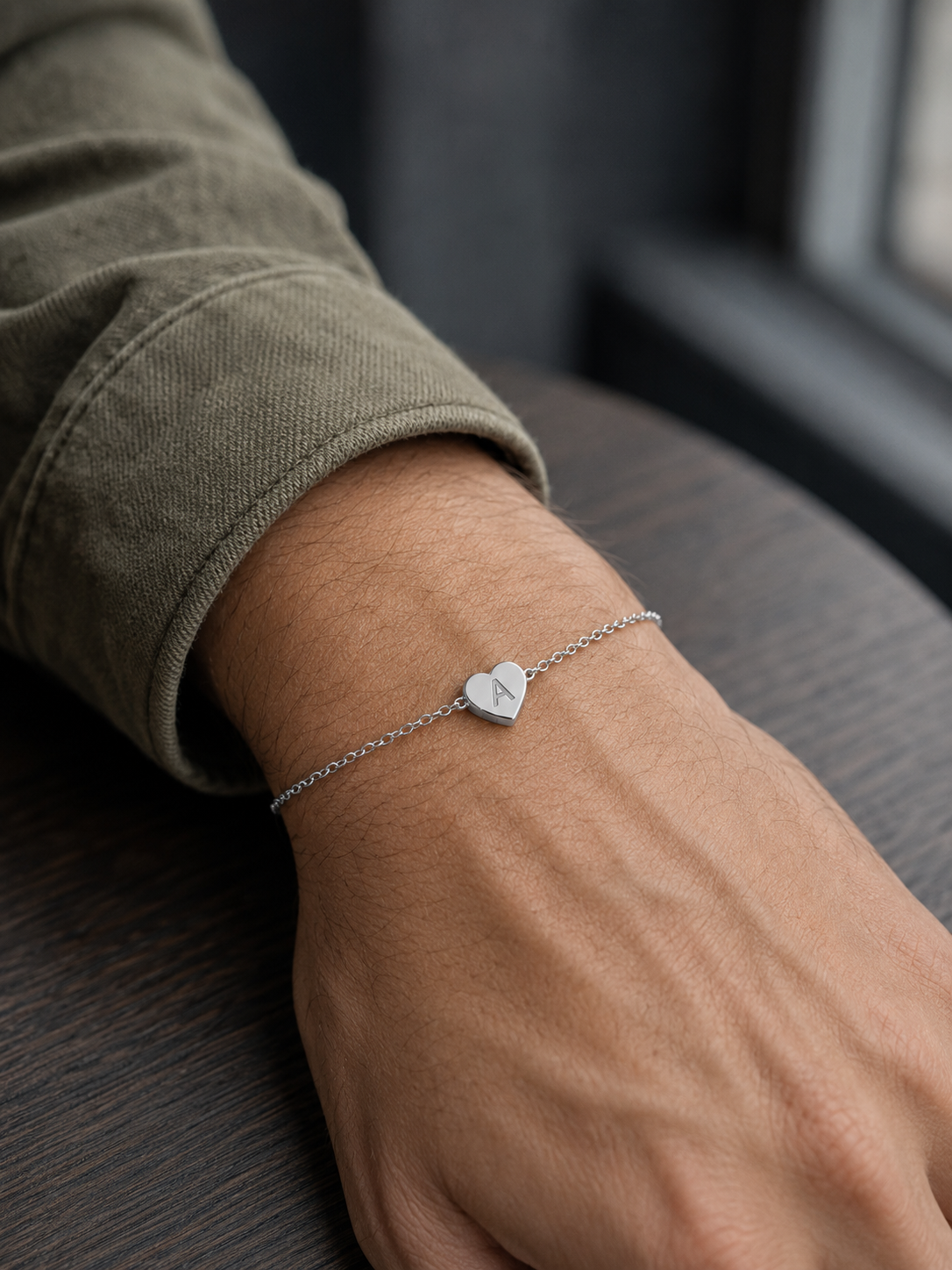 Matching Initial Heart Bracelet