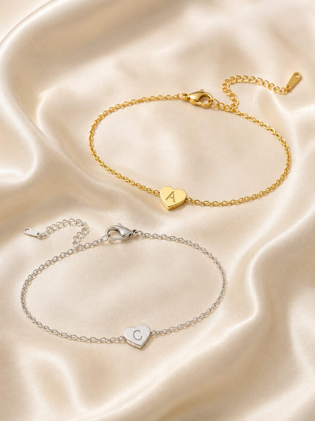 Matching Initial Heart Bracelet
